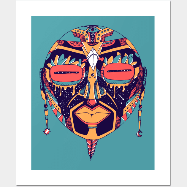 Retro Triad African Mask 2 Wall Art by kenallouis